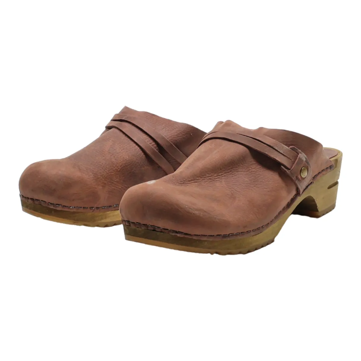 SANITA Clog Shoes Brown Leather Womens UK 9