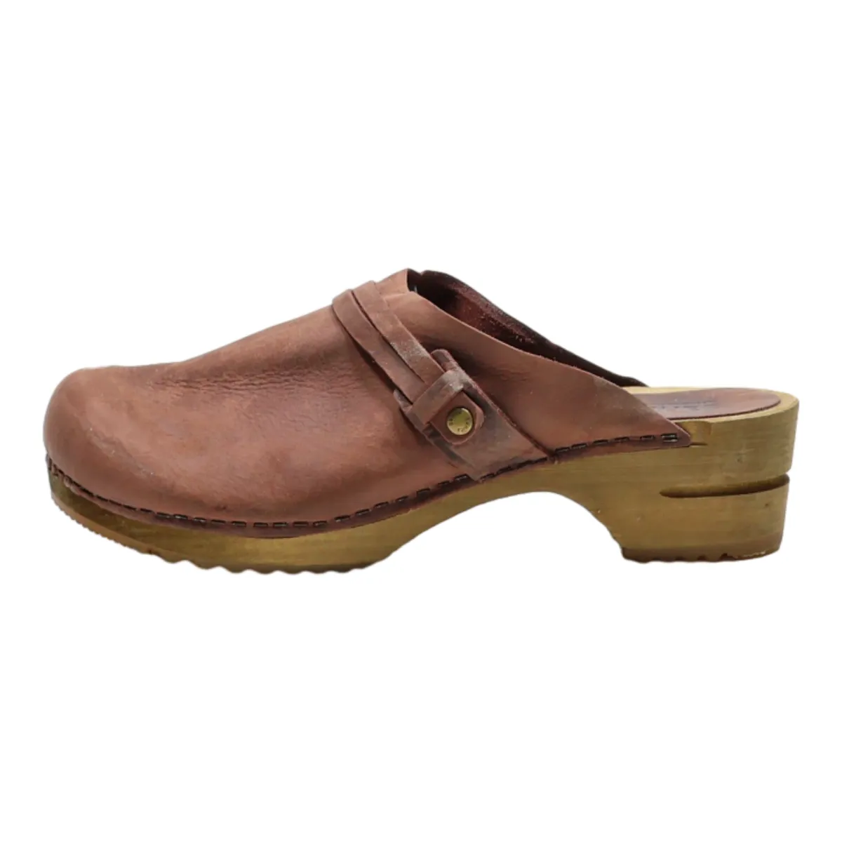 SANITA Clog Shoes Brown Leather Womens UK 9