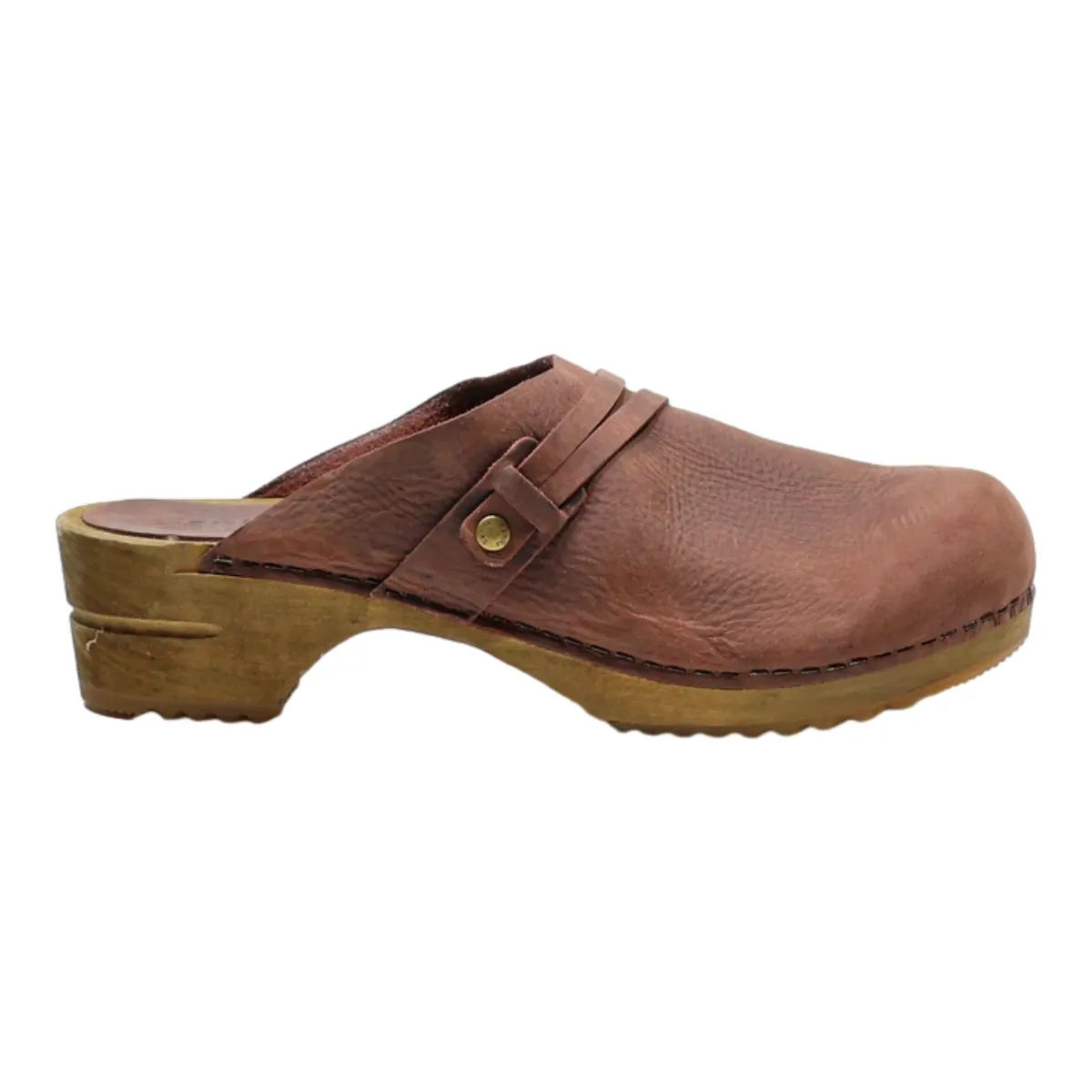 SANITA Clog Shoes Brown Leather Womens UK 9