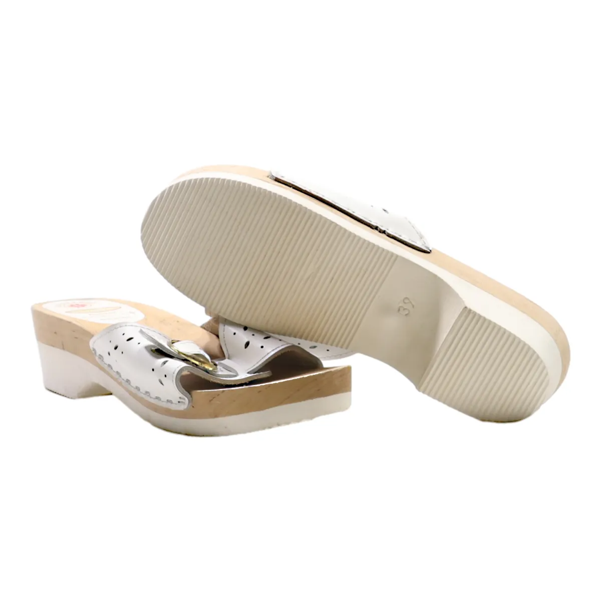 SANITARIO Slider Sandals White Leather Womens UK 6