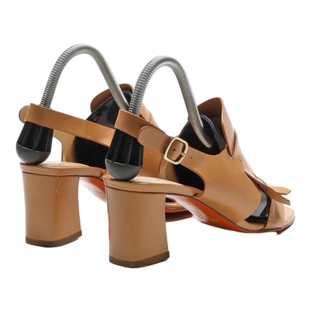 SANTONI Strappy Heels Beige Synthetic Womens UK 4.5