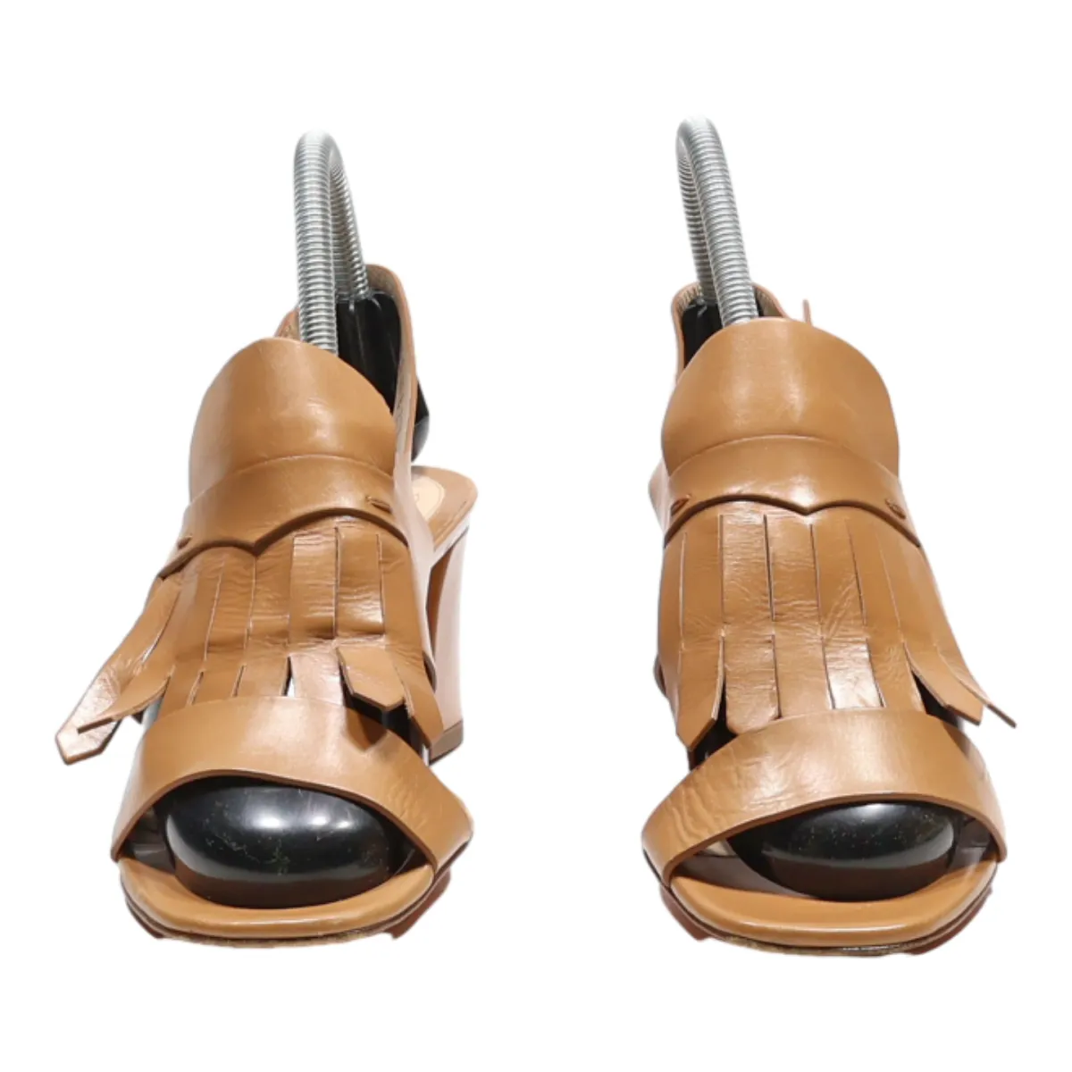 SANTONI Strappy Heels Beige Synthetic Womens UK 4.5