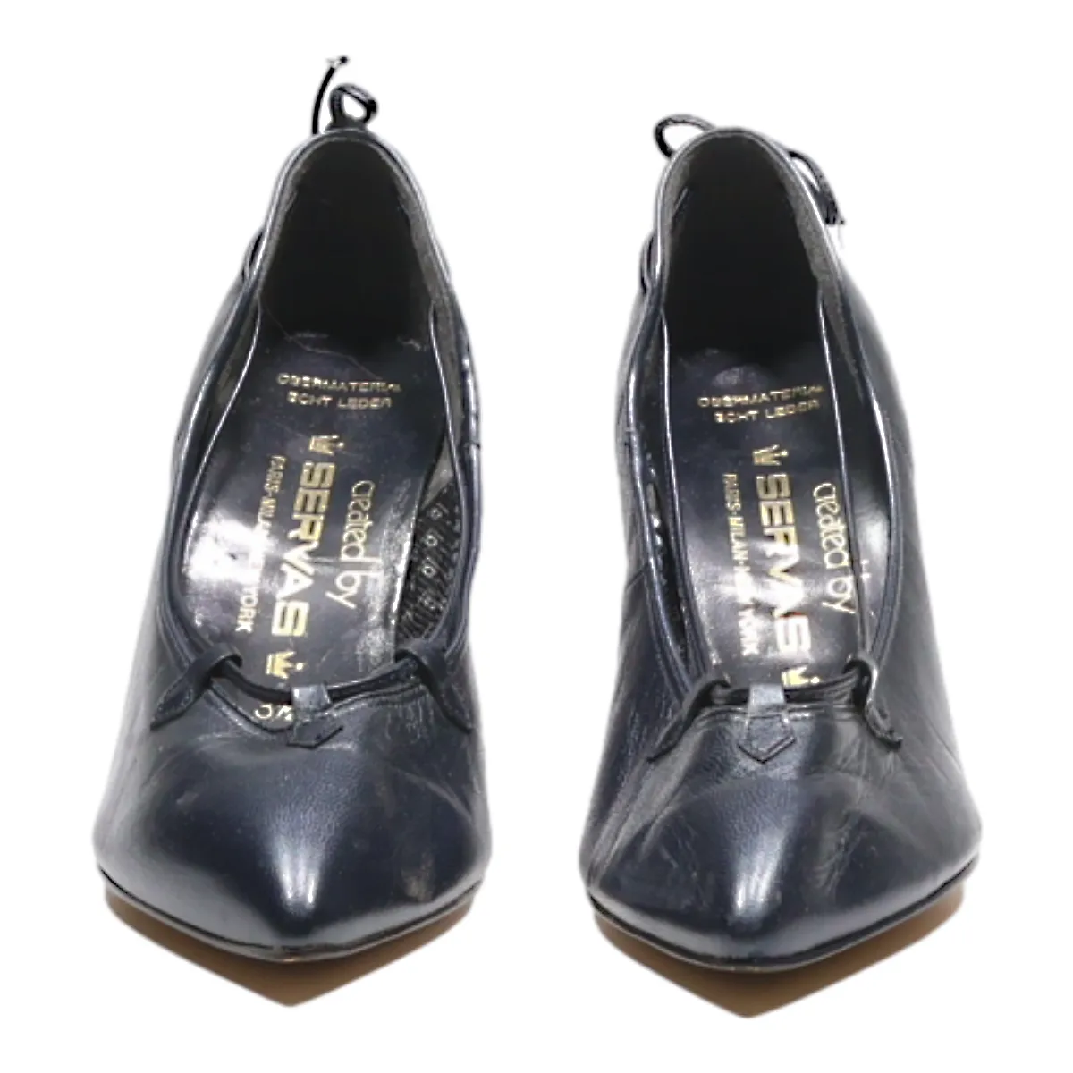 SERVAS Pump Heels Blue Leather Womens UK 1.5