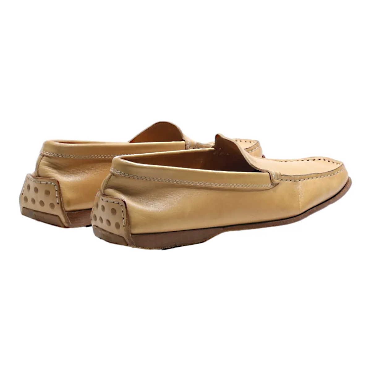 TODS Loafer Shoes Beige Leather Mens UK 5
