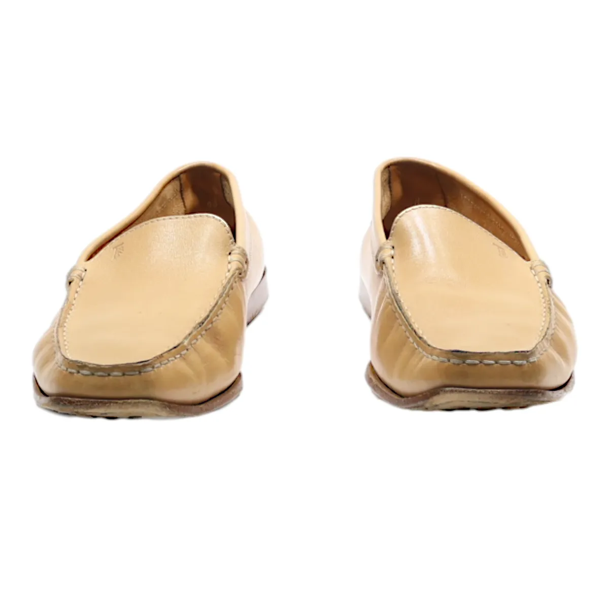 TODS Loafer Shoes Beige Leather Mens UK 5