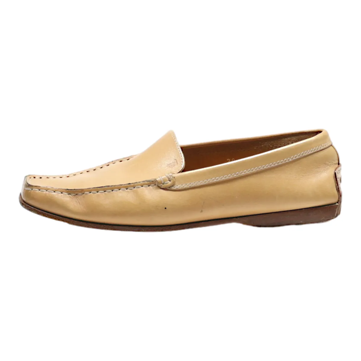 TODS Loafer Shoes Beige Leather Mens UK 5