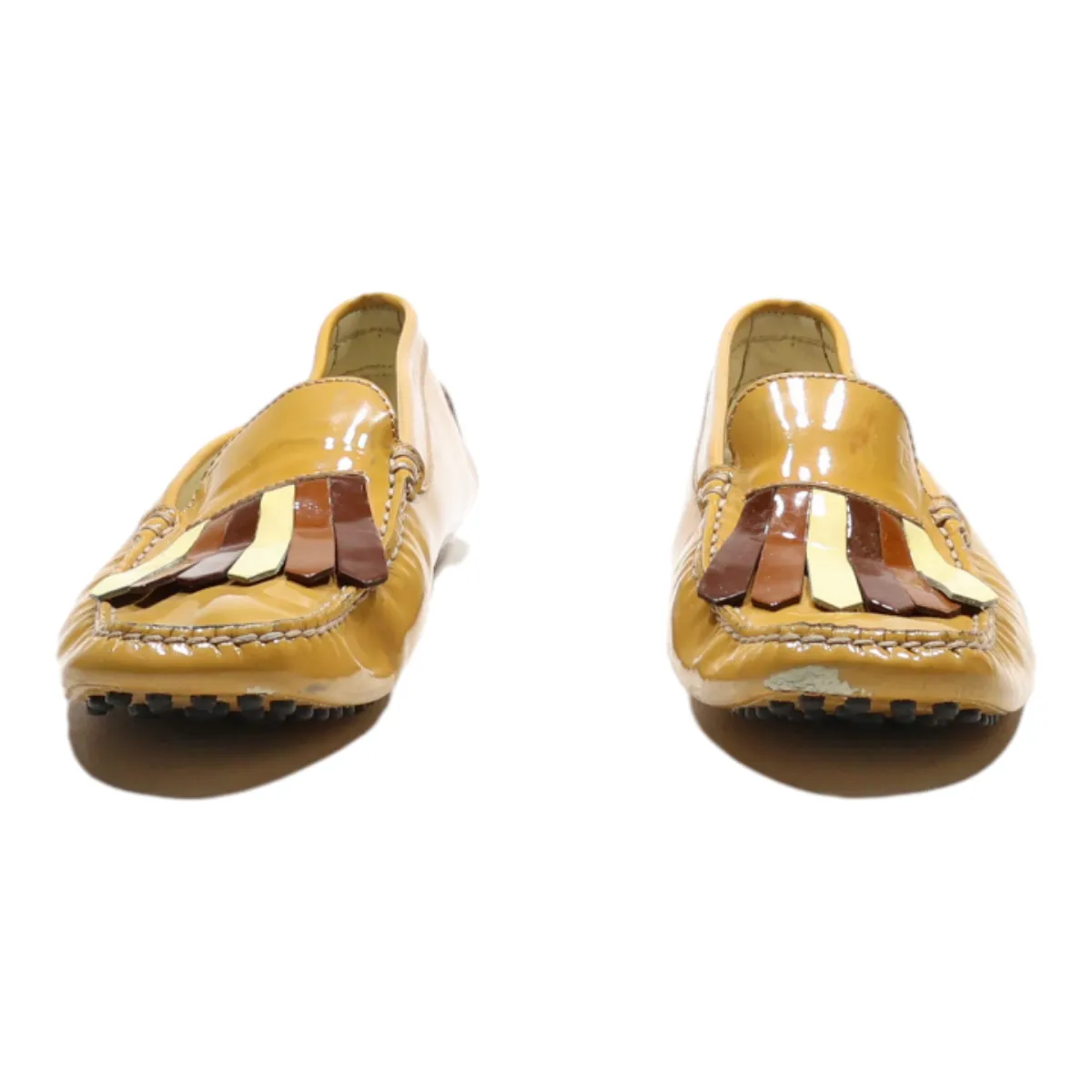 TODS Loafer Shoes Yellow Leather Womens UK 6.5