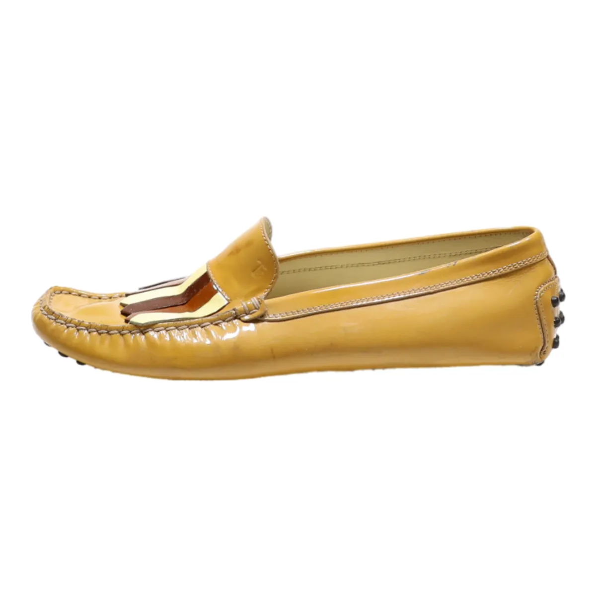 TODS Loafer Shoes Yellow Leather Womens UK 6.5