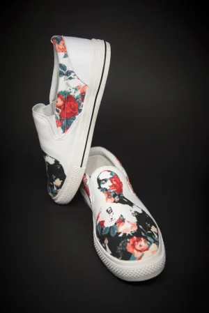 Tupac Floral Print Canvas Ladies Slip On Low-Top