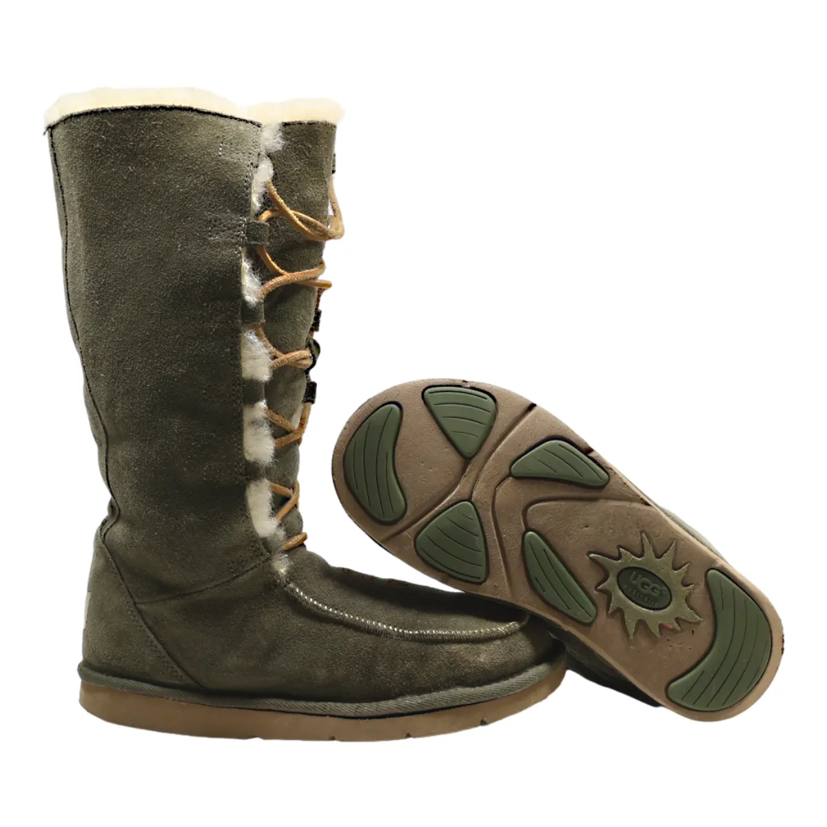 UGG High Boots Green Suede Womens UK 5.5