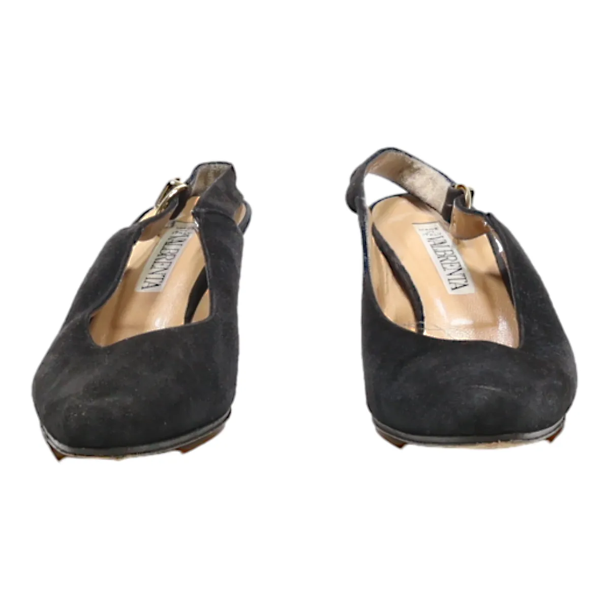 VALBRENTA Slingback Heels Black Leather Womens UK 4