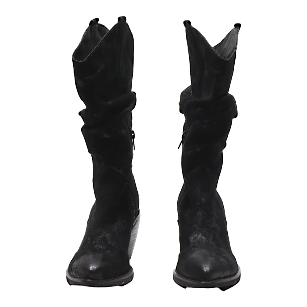VANELI COWBOY STYLE High Boots Black Leather Womens UK 5.5