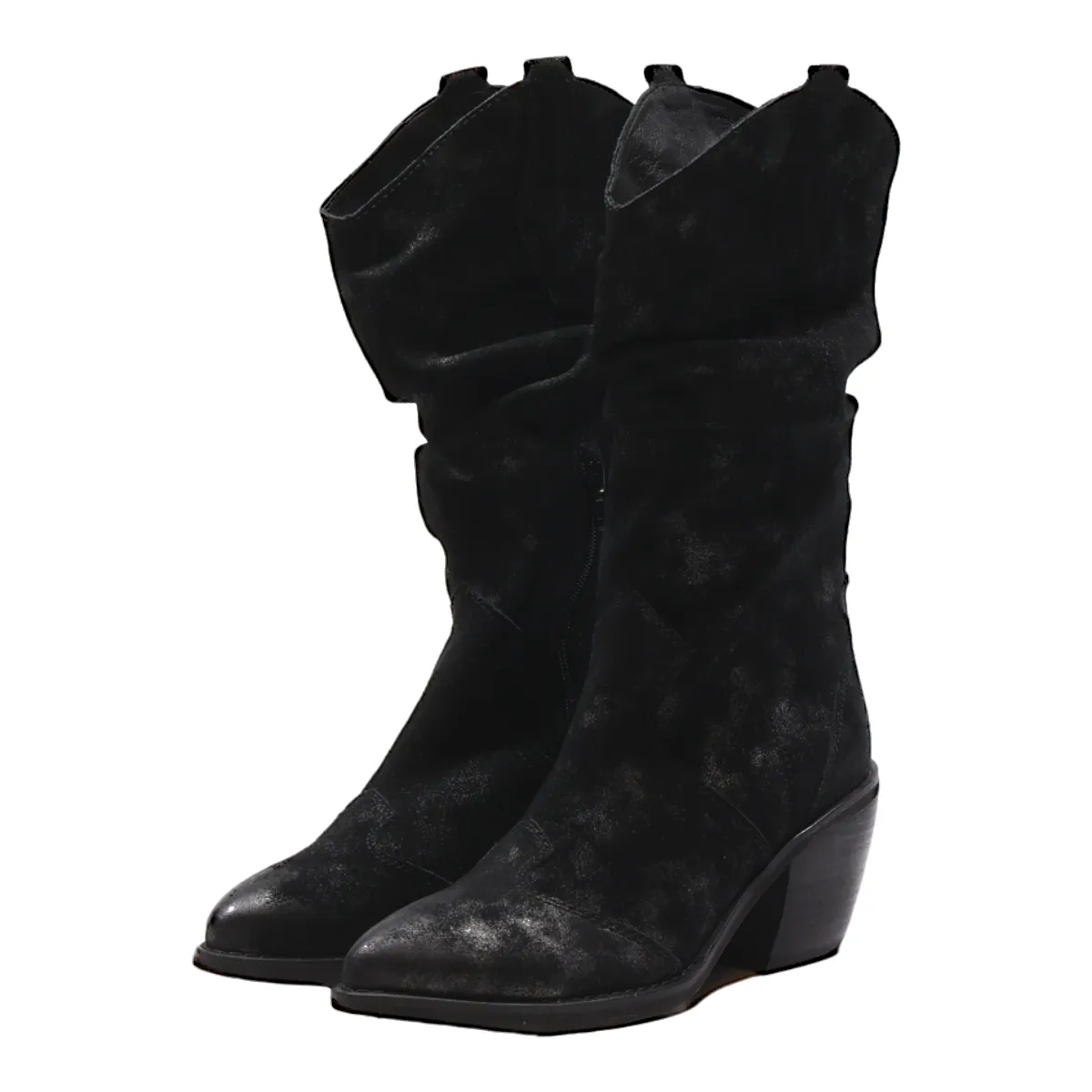 VANELI COWBOY STYLE High Boots Black Leather Womens UK 5.5