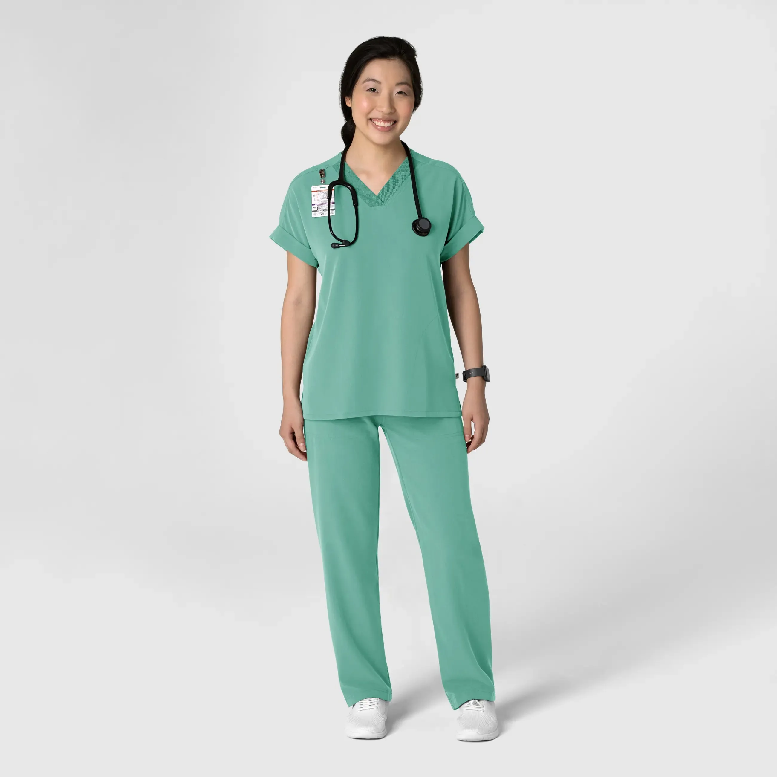 Wink Women's Stovepipe High-Low Hem Scrub Pant - Turquoise