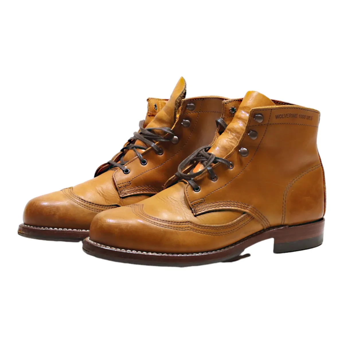 WOLVERINE 1000 MILE Lace-Up Boots Brown Leather Mens UK 7.5