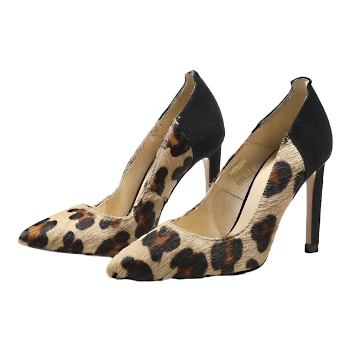 ZIGN Leopard Print Pump Heels Black Suede Womens UK 3