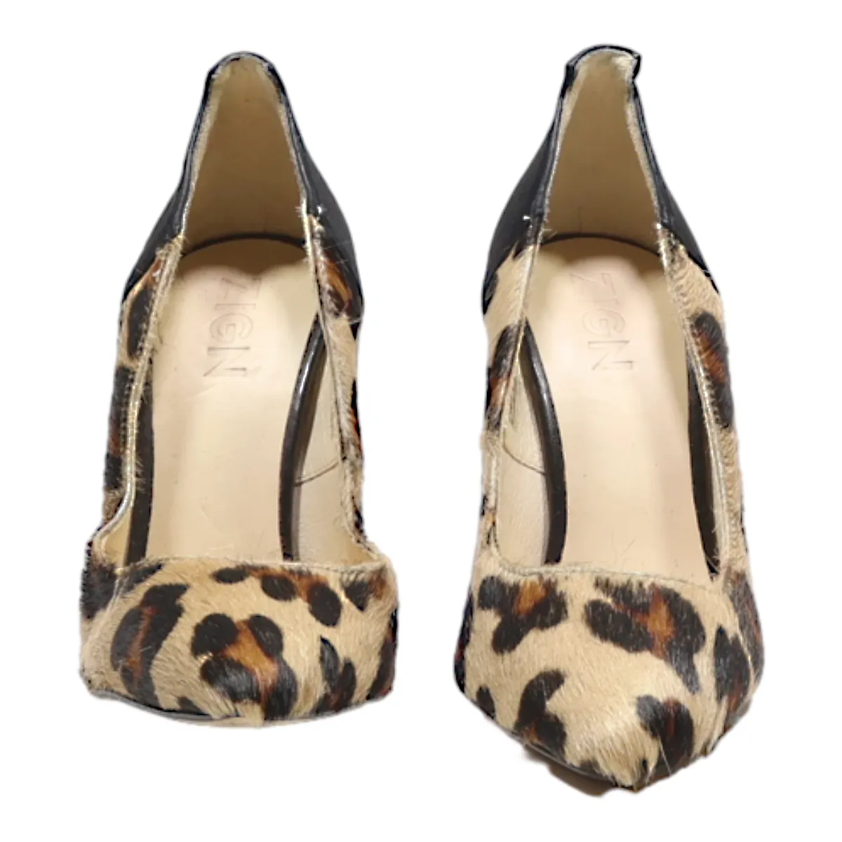 ZIGN Leopard Print Pump Heels Black Suede Womens UK 3